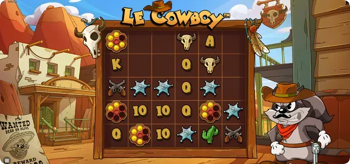 Le Cowboy Revolver Cylinder symbols appearing on grid ready to fire shots